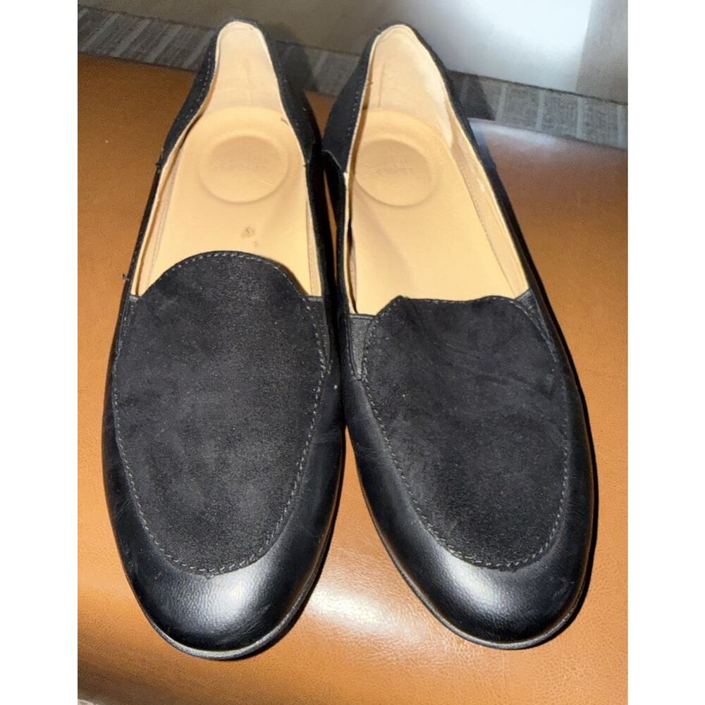 Dansko Lace Black Leather & Suede Comfy Flats Size 38 US 9 Slip On Shoes Career